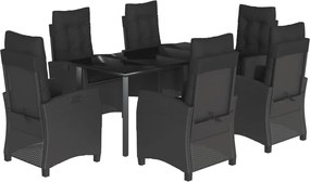 vidaXL Set mobilier de grădină cu perne, 7 piese, negru, poliratan