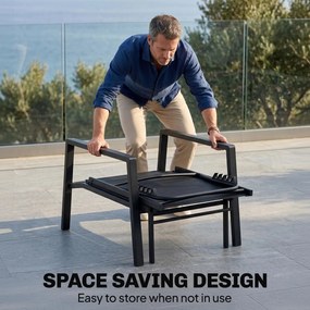 Outsunny Șezlong pliabil portabil pentru grădină cu suport extensibil pentru picioare, spătar reglabil în 5 poziții, respirabil | Aosom Romania