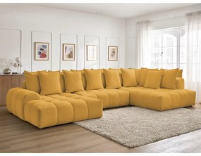 Colțar galben muștar extensibil/cu spațiu de depozitare cu tapițerie din chenille (cu colț pe partea dreaptă/în formă de "U") Everest – Bobochic Paris