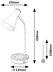 Lampă de masă Rabalux 74001 Mosley, alb