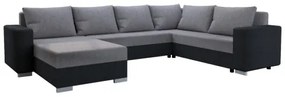 Canapea extensibilă în U YORK, tapițată, universală, gri/negru