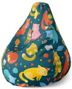 Sac de șezut Pear pisici cu peștișori - pentru copii, colorat