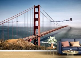 Tapet Premium Canvas - Podul Golden Gate disparut in ceata