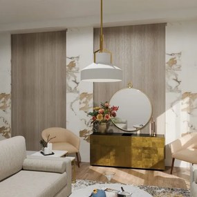 Quoizel QZ-BRECKEN-2P-AB-OPAL - Lustru pe tijă BRECKEN, 2xE27/60W/230V, auriu/alb