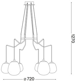 Lustră LED pe cablu Ideal Lux KAROUSEL 6xG9/3W/230V d. 72 cm alamă