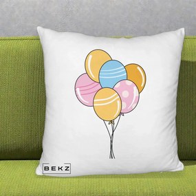 Perna Decorativa Baloane Petrecere, 40x40 cm, Alb Pufos, Husa Detasabila, Perna Inclusa, BEKZ®