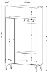 Set mobilier pentru hol Penny (Stejar safir + Negru). 1073162