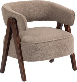 HOMCOM Fotoliu de salon din material bouclé, scaun căptușit, șezut larg, spătar ergonomic, 70 x 64 x 71 cm, maro | Aosom Romania