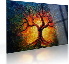Tablou pe sticlă - Arborele vieții în mozaic (70x50 cm)