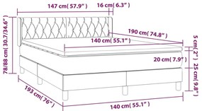 Pat box spring cu saltea, maro inchis, 140x200 cm, textil Maro inchis, 140 x 190 cm, Design cu nasturi