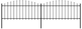 Gard de gradina cu varf sulita, negru, (0,5-0,75) x 3,4 m, otel 1, 50-75 cm, 3.4 m