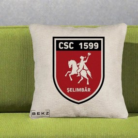 Perna Personalizata CSC 1599 Selimbar Fotbal, 40x40 cm, Bej Canapea, Husa Detasabila, Perna Inclusa, BEKZ®