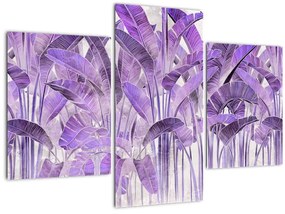 Tablou - Frunze violet în tencuială (90x60 cm)