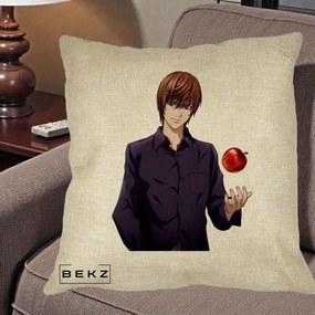 Perna Personalizata Death Note Light Yagami cu Mar, 40x40 cm, Crem, Husa Detasabila, Perna Inclusa, BEKZ®