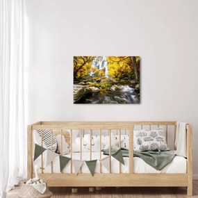 Tablou - Cascade în peisaj de toamnă, galben (70x50 cm)