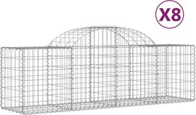 vidaXL Coșuri gabion arcuite 8 buc, 200x50x60/80 cm, fier galvanizat