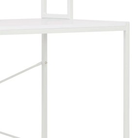 Birou de calculator, alb, 120 x 60 x 138 cm Alb, birou cu raft de carti, Lemn compozit
