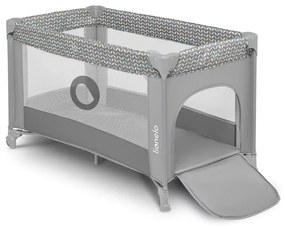 Patut pliant, Lionelo, Stefi, Cu un nivel, Cu intrare laterala cu fermoar, 2 roti, 120x60 cm, Conform cu standardul european de securitate EN 716, Grey