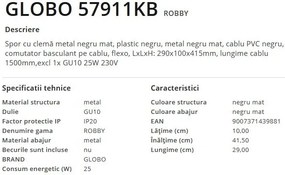 Veioza, lampa de birou cu clema design modern Robby negru