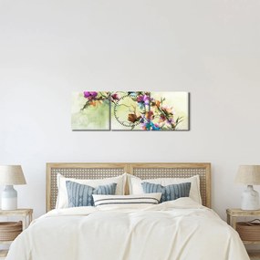 Tablou - Pictua cu flori (cu ceas) (90x30 cm)