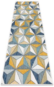 Covor, traversa SISAL COOPER Mozaic, Triunghiurile 22222 ecru / albastru inchis
