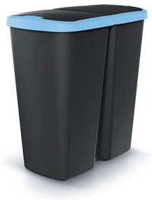 Coș de gunoi DUO negru, 45 l, albastru/negru