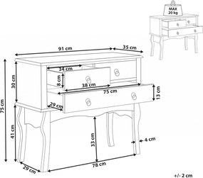 COA218 - Comoda, 91 cm, dulap living, masuta consola pentru dormitor sau hol cu 3 sertare - Alb