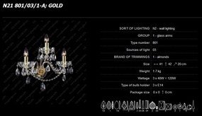 Aplica cu 3 brate Cristal Bohemia