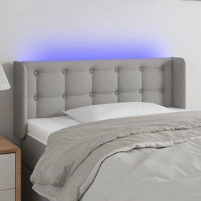 Tablie de pat cu LED, gri deschis, 93x16x78 88 cm, textil 1, Gri deschis, 93 x 16 x 78 88 cm