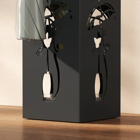 HOMCOM Suport de Umbrele Pătrat din Metal pentru Intrare, Suport Autoportant cu Tavă Detașabilă și 4 Cârlige, pentru Interior și Exterior, 15.5x15.5x49 cm, Negru | Aosom Romania