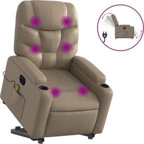 vidaXL Fotoliu electric masaj rabatabil cu ridicare, cappuccino