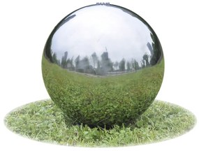 Fantana sferica pentru gradina din otel inoxidabil cu LED, 40 cm