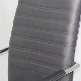 Scaun vizitator gri OFF 833V din catifea si cadru cromat