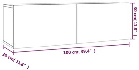 Set dulapuri TV, 2 piese, gri sonoma, lemn prelucrat 2, sonoma gri, 80 100 x 30 x 30 cm