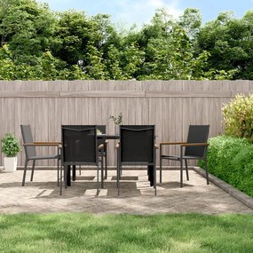 vidaXL Set mobilier de grădină, 7 piese, negru, textilenă și oțel