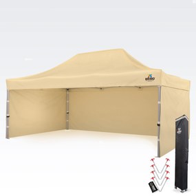 Cort publicitar 4x6 m Premium (Aluminiu) cu 3 pereți – de montare rapidă - cu 3 pereți - Bej