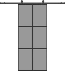 vidaXL Ușă glisantă cu set feronerie neagră 90x205cm sticlă securizată