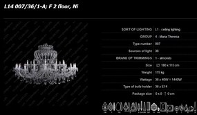 Candelabru Maria Theresa cu 36 brate, cristal Bohemia L14 007/36/1-A, F 2 floor