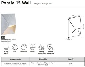 Aplica de perete iluminat exterior IP54 Pontio 15 otel galvanizat