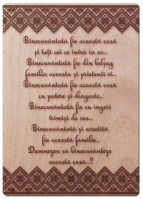 Cadou Binecuvantare Casa si Familie, din lemn cu textul gravat, 20x30 cm