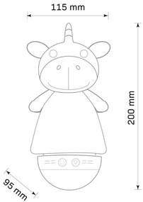 Lampă de veghe LED RGB pentru copii, cu melodie, 3xAAA/5V, model unicorn
