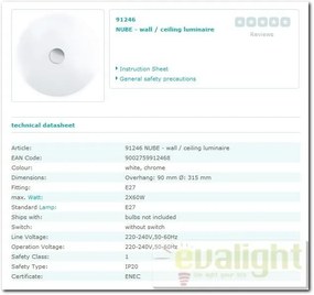 Aplica de perete, Plafonier diam. 31,5cm, Nube 91246 EL