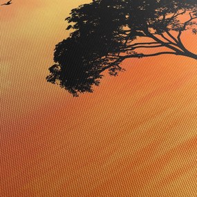 Tablou cu copac în apus de soare (120x50 cm)