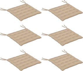 Outsunny Set de 6 Perne pentru Scaune de Dining 40x40 cm 6 Bucăți Perne pentru Scaune de Grădină Matlasate cu Benzi Kaki | Aosom Romania