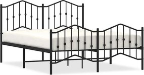 vidaXL Cadru pat metalic cu tăblie de cap/picioare , negru, 140x200 cm