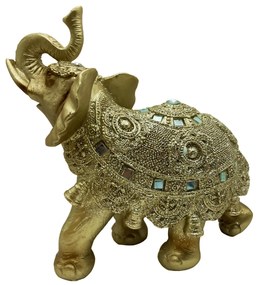 Statueta elefant Bindu 17x18cm, Auriu