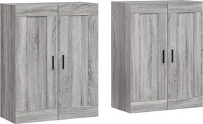 vidaXL Dulapuri montate pe perete, 2 buc, gri Sonoma, lemn prelucrat