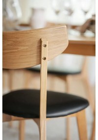 Scaun de dining din lemn de stejar cu șezut negru Rowico Ami, maro