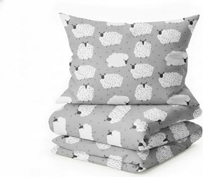 Lenjerie de pat creponata WHITE SHEEPS POLY gri Dimensiune lenjerie de pat: 70 x 90 cm | 140 x 220 cm