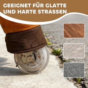 AIYAPLAY Cal de călărie pentru copii, husă textilă, cadru stabil, roți line, cal balansoar, 3-5 ani, maro închis | Aosom Romania